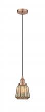 Innovations Lighting 616-1PH-AC-G146-LED - Chatham - 1 Light - 7 inch - Antique Copper - Cord hung - Mini Pendant