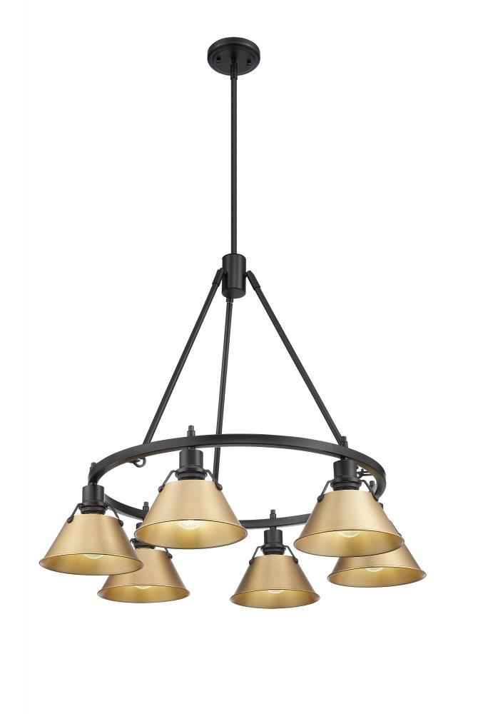 Orwell 6-Light Chandelier in Matte Black with Brushed Champagne Bronze