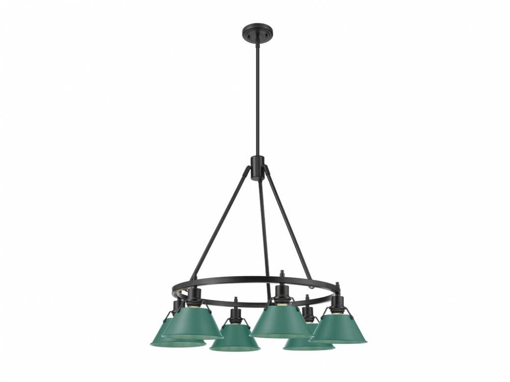 Orwell 6-Light Chandelier in Matte Black with Pine Green