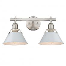 Golden 3306-BA2 PW-DB - Orwell 2-Light Vanity Light in Pewter with Dusky Blue