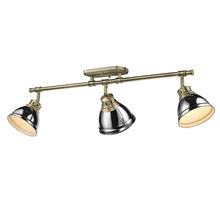 Golden 3602-3SF AB-CH - Duncan 3-Light Semi-Flush - Track Light in Aged Brass with Chrome