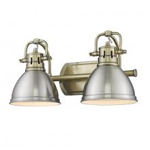 Golden 3602-BA2 AB-PW - Duncan 2 Light Bath Vanity in Aged Brass with Pewter Shades