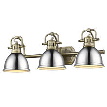 Golden 3602-BA3 AB-CH - Duncan 3-Light Bath Vanity in Aged Brass with Chrome