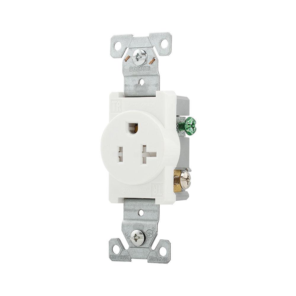 Recp TR Single 20A 125V 2P3W Swire WH
