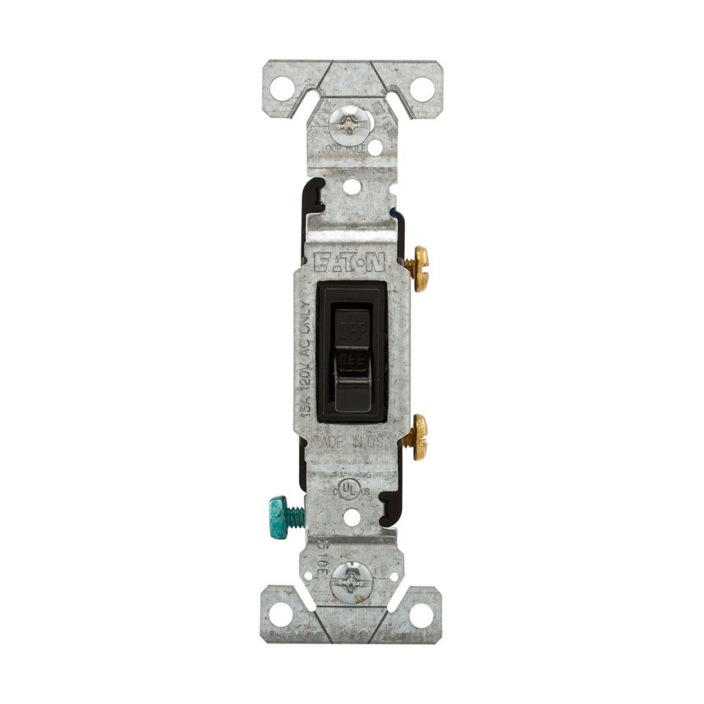 Switch Toggle SP 15A 120V Grd BK