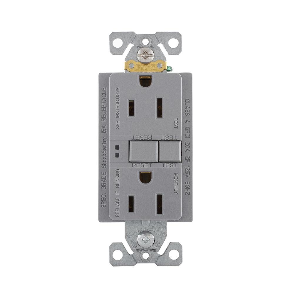 GFCI Self Test Duplex 15A 125V GY
