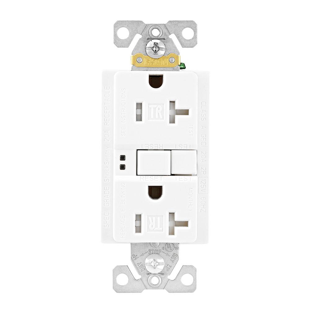 GFCI TR ST Duplex 20A125V 3PK NoWlplt WH