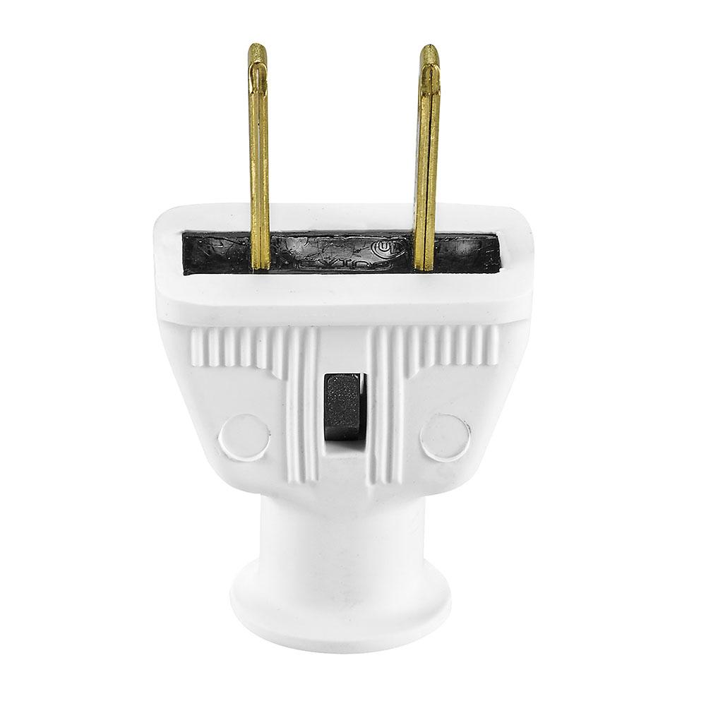 Plug Rubber 15A125V 2P2W Str  Non-Pol WH