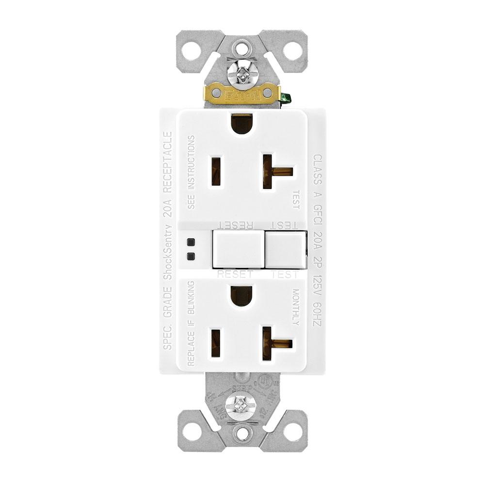 GFCI Self Test Duplex 20A 125V WH