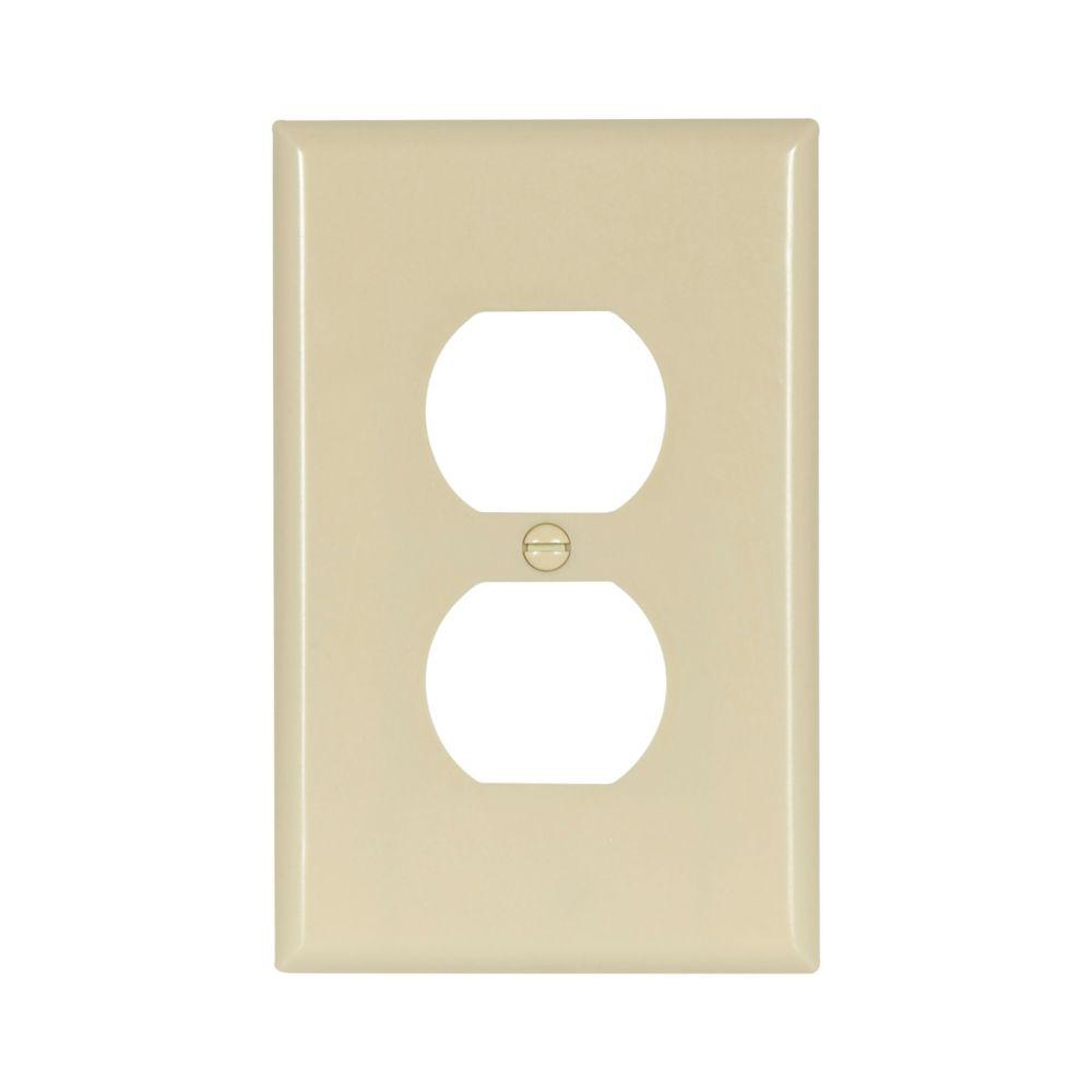 Wallplate 1G Dup Recp Thermoset Mid IV
