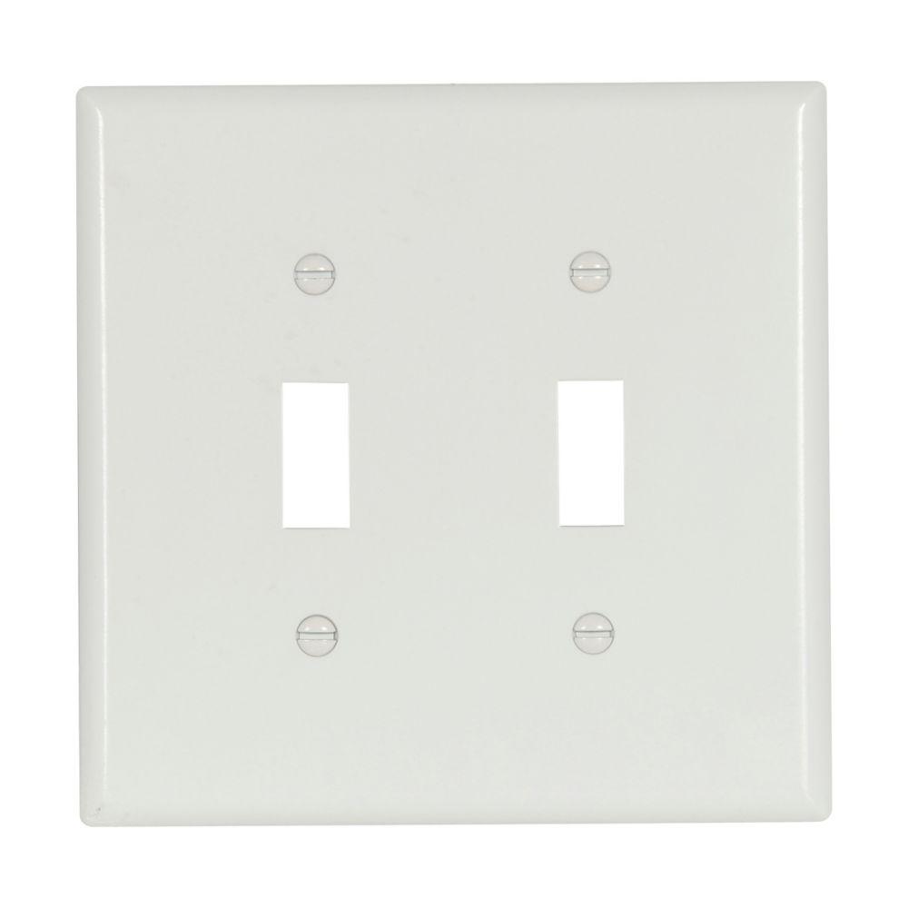 Wallplate 2G Toggle Thermoset Mid WH