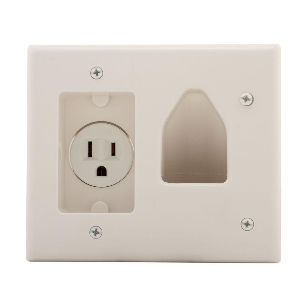 Wallplate Recessed Multimedia W/Recp WH