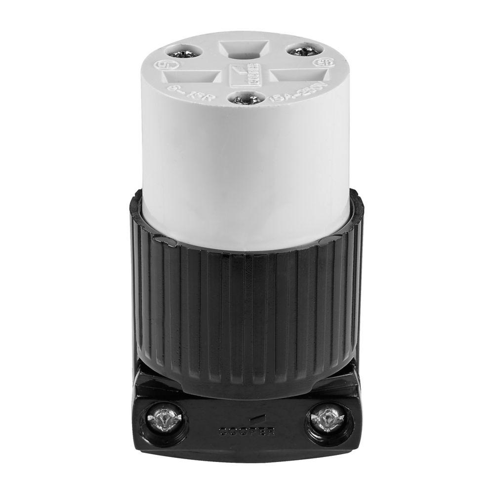 Conn 15A 250V 2P3W Str Poly BW