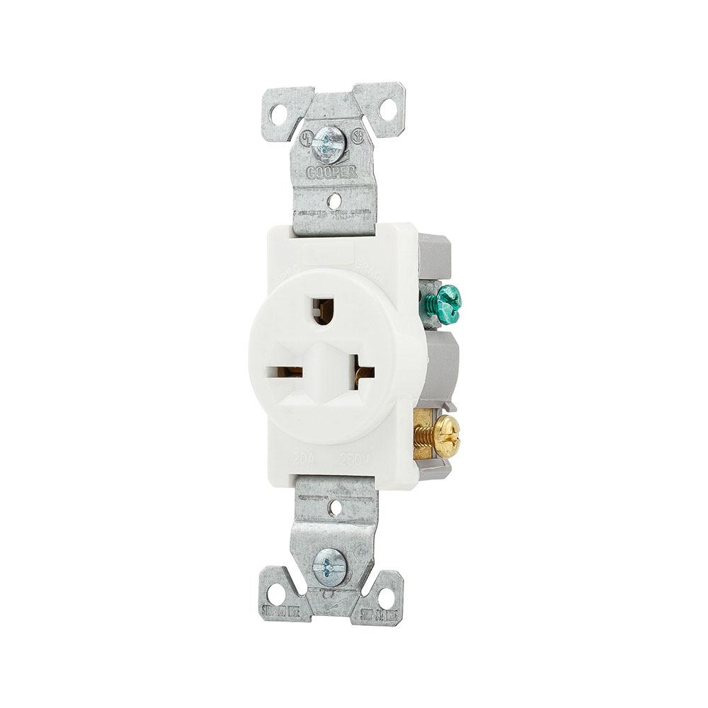 Recp Single 20A 250V 2P3W Swire WH