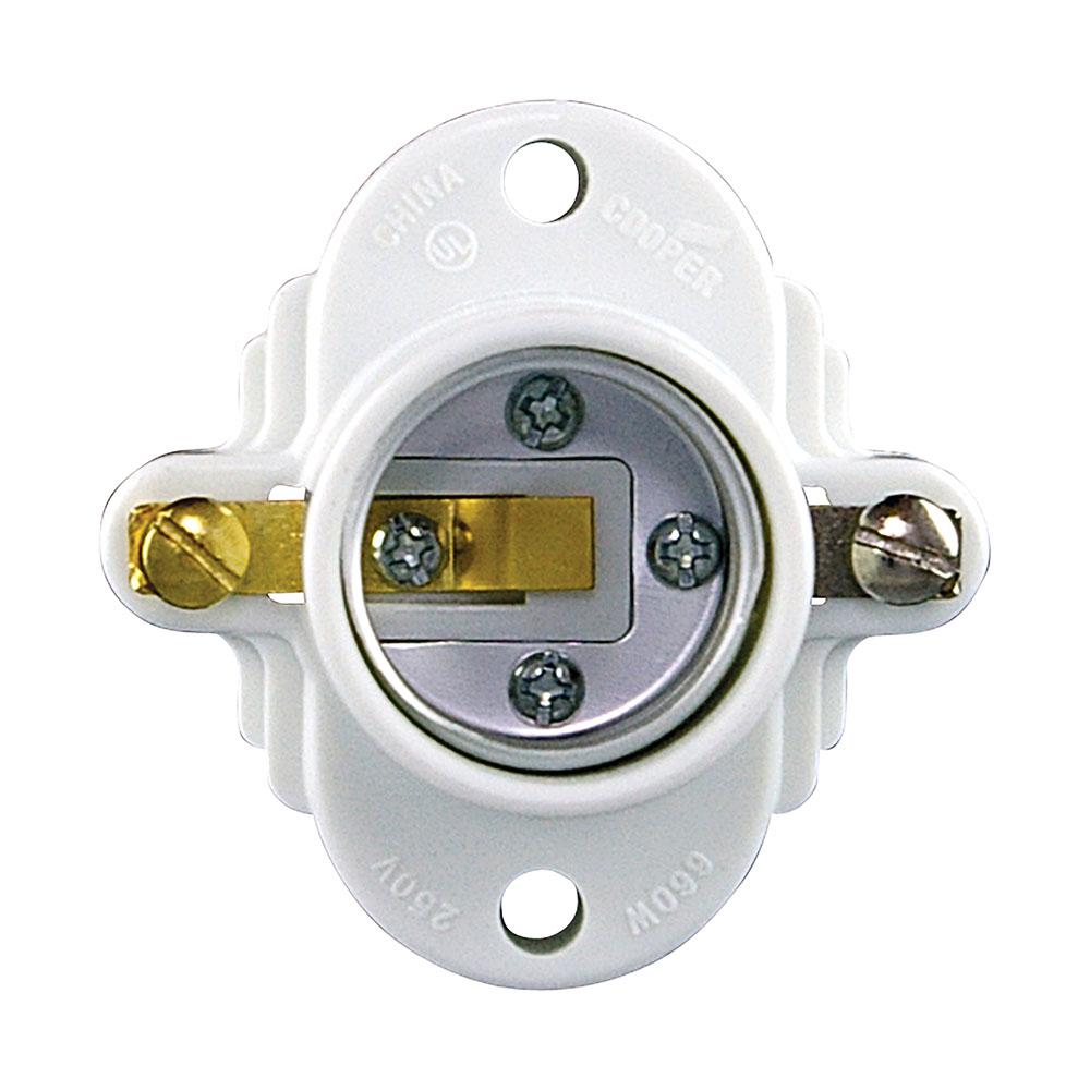 Socket Cleat Med Base Thrmst 660W250V WH