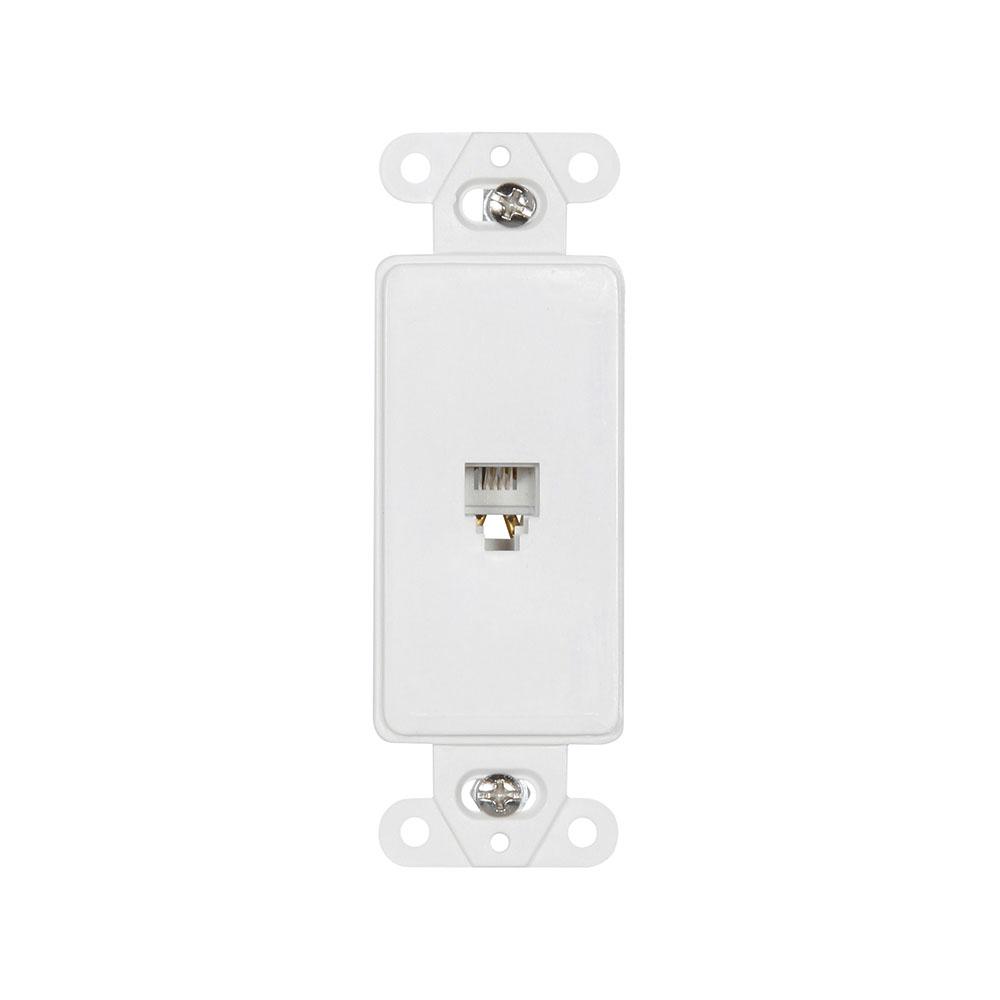 Phone Jack Sgl Decorator Strap 4 Cond WH