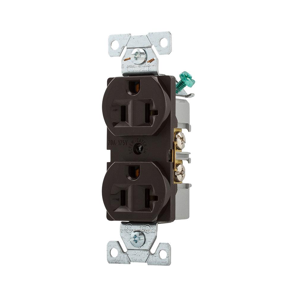 Recp Duplex 20A 125V 2P3W Str B/Swire BR