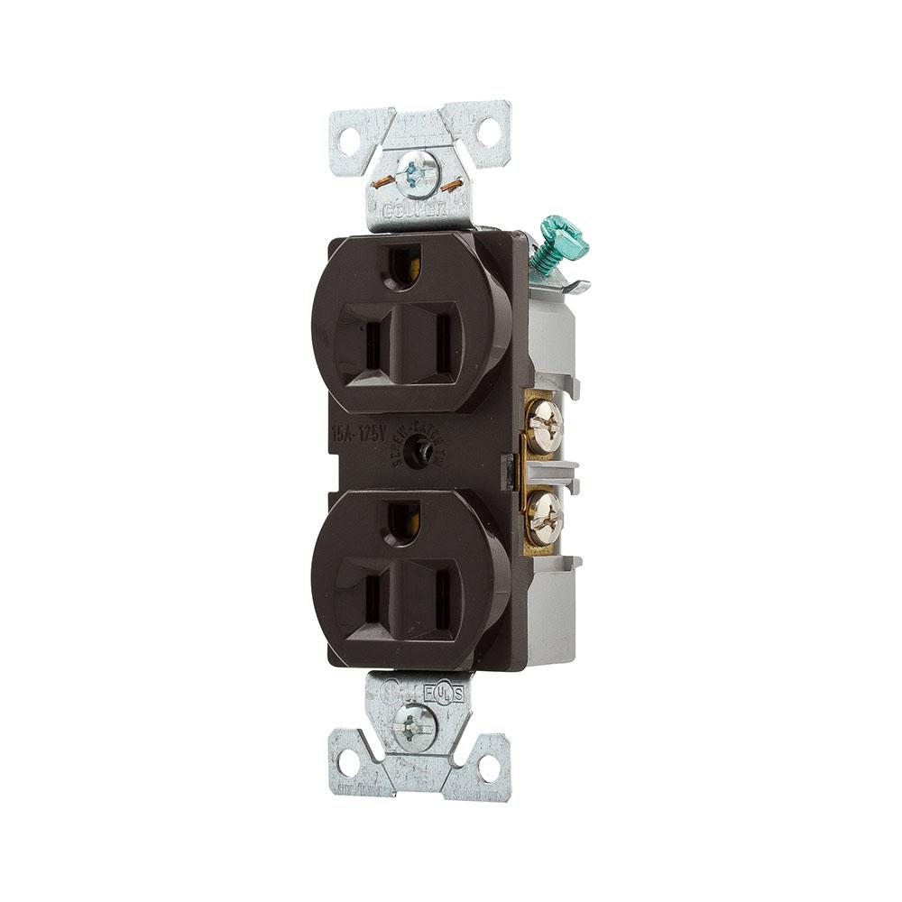 Recp Duplex 15A 125V 2P3W B/Swire Str BR