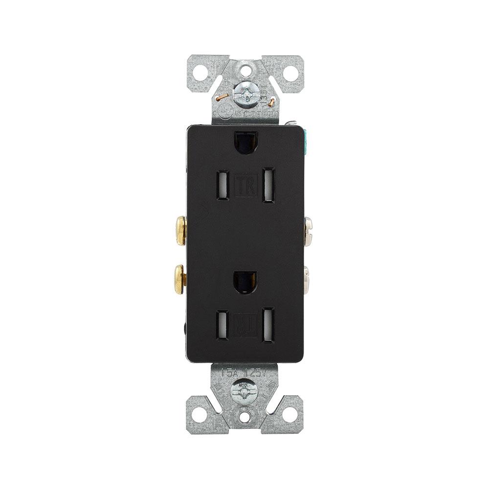 Recp TR Deco Dup 15A125V 2P3W AutoGrd BK