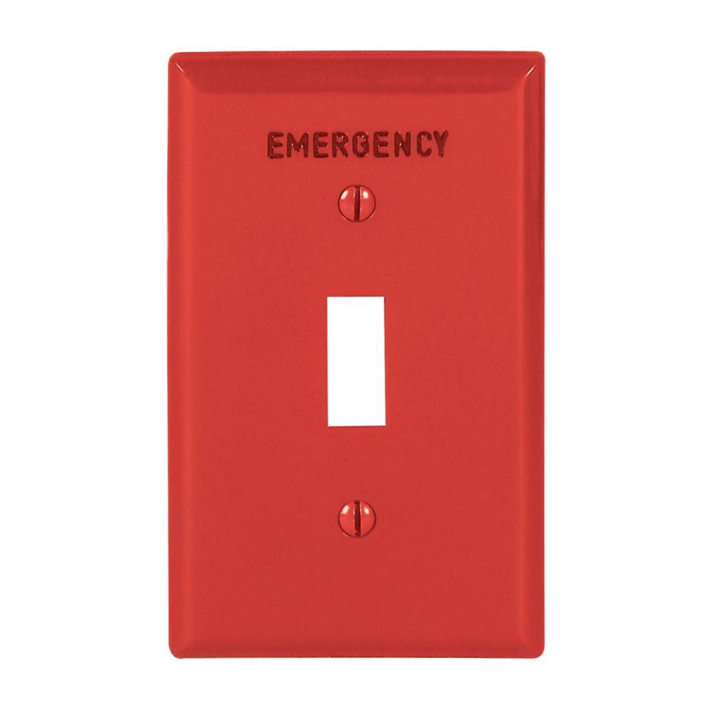 Wallplate 1G Emerg Toggle Nylon Std RD