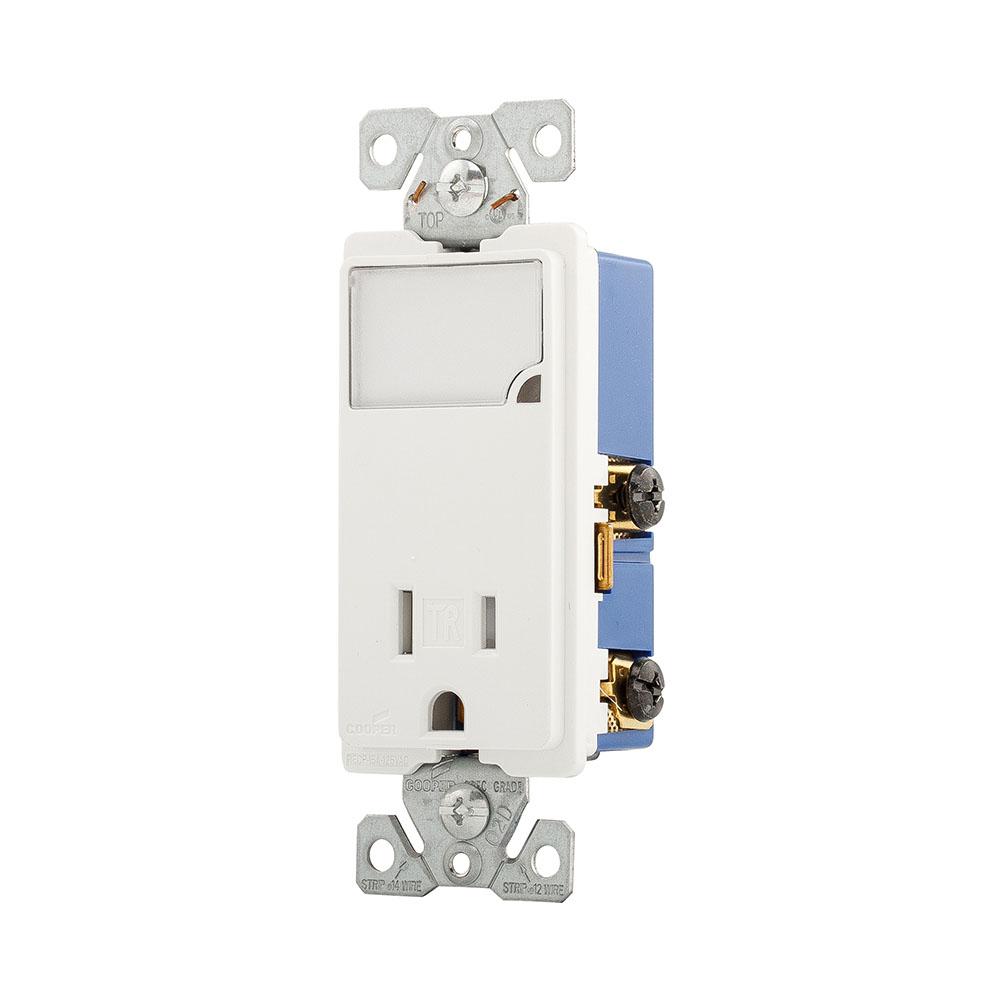 RECP/NIGHTLIGHT COMBO 15A 125V TR, WH