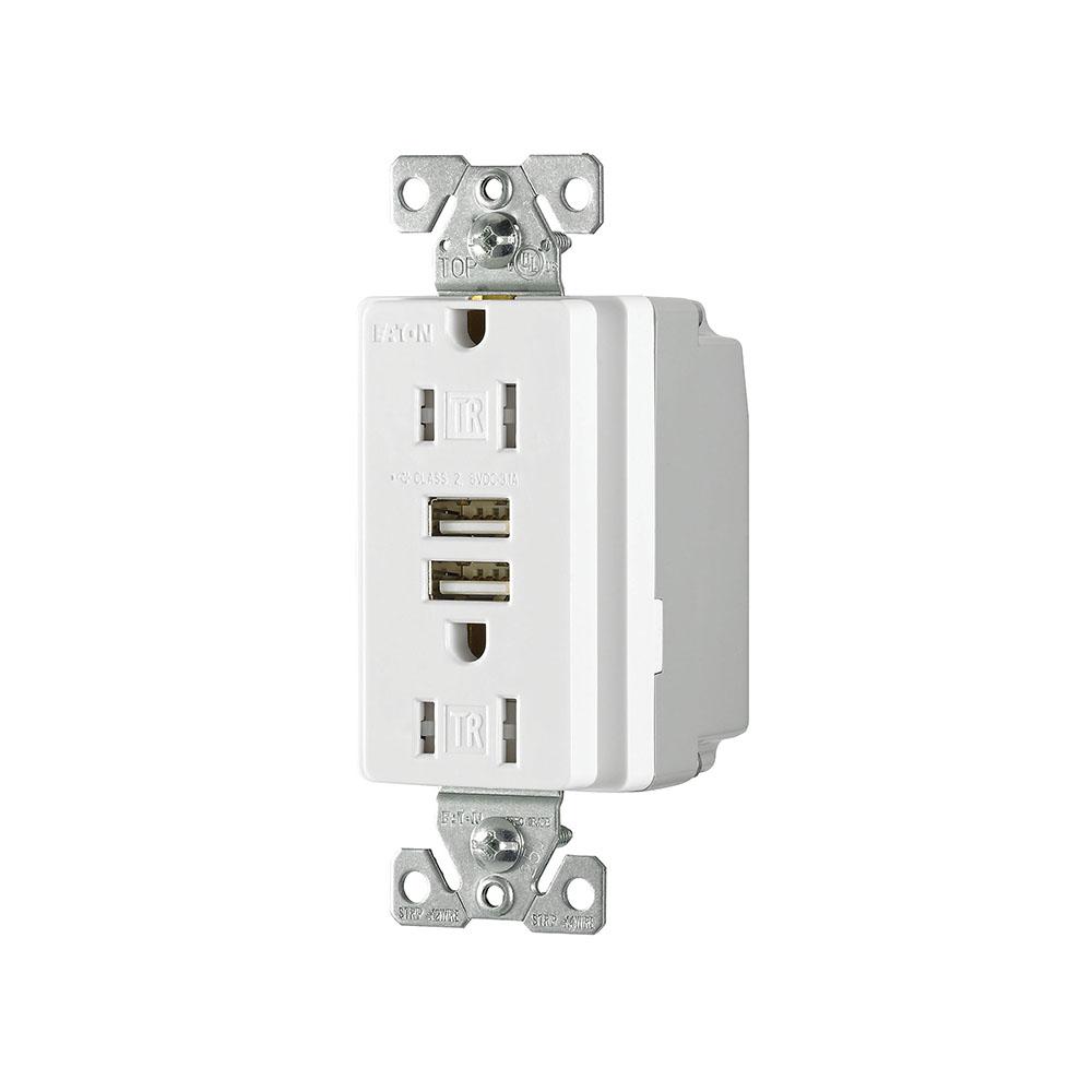 USB 3.1A DUPLEX RECP 15A 125V WH