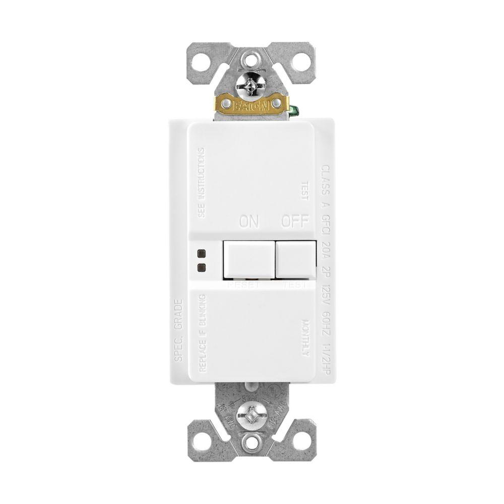 GFCI Self Test Blank Face 20A 125V WH