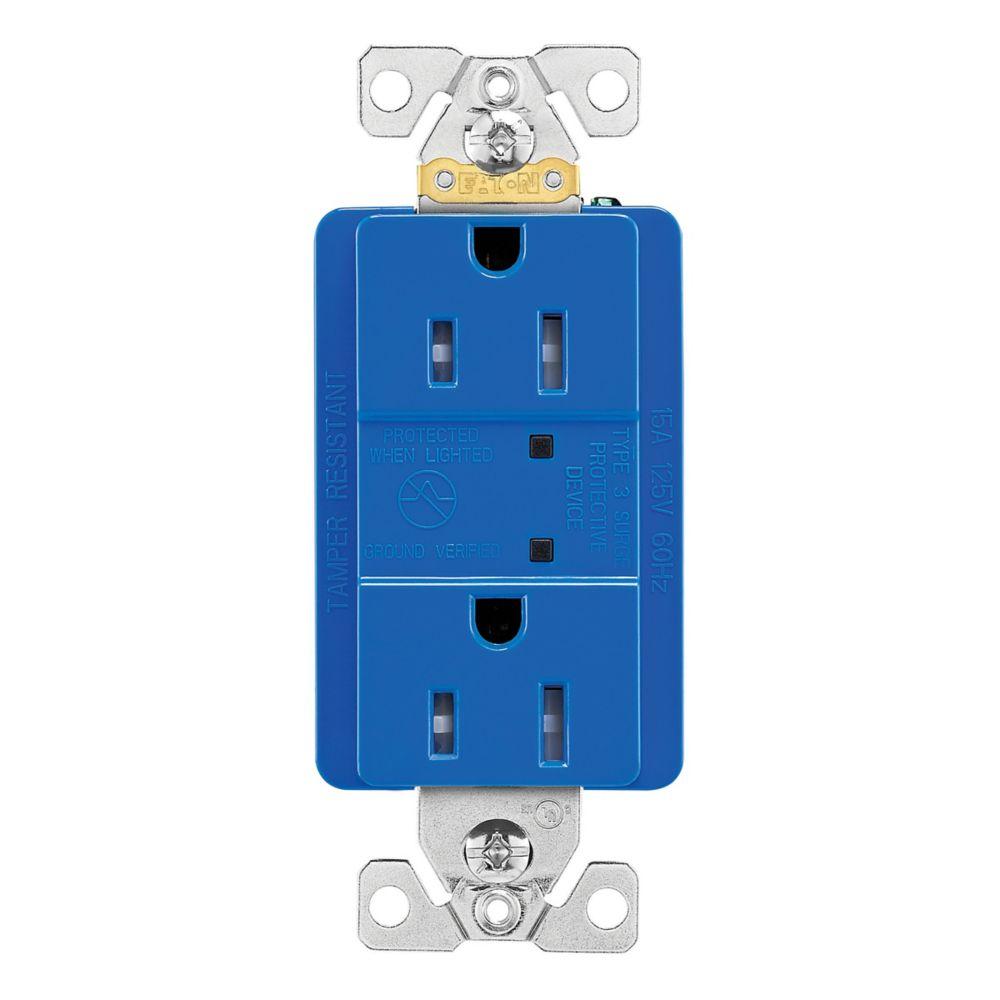SURGE RECP TR 15A 125V LED BL