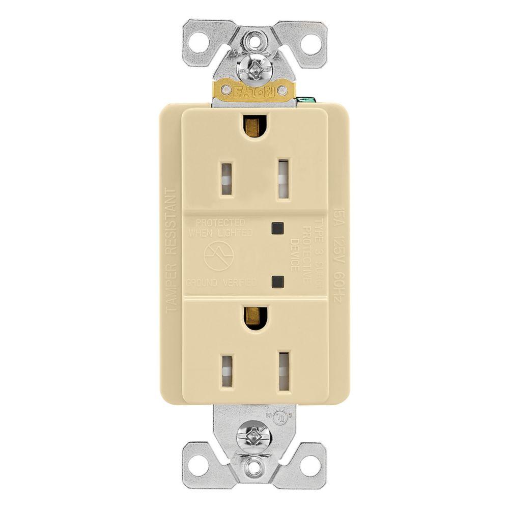 SURGE RECP TR 15A 125V LED IV