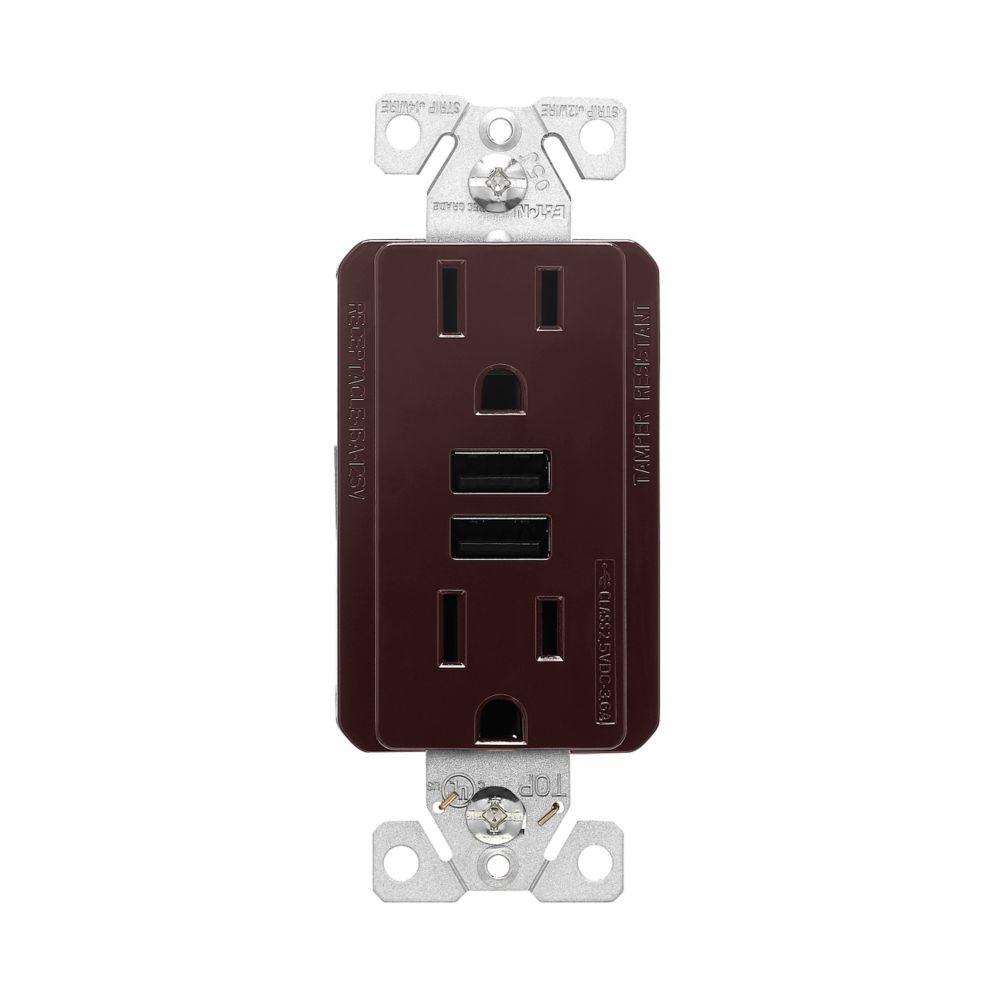 USB 3.6A DUPLEX RECP 15A 125V BR