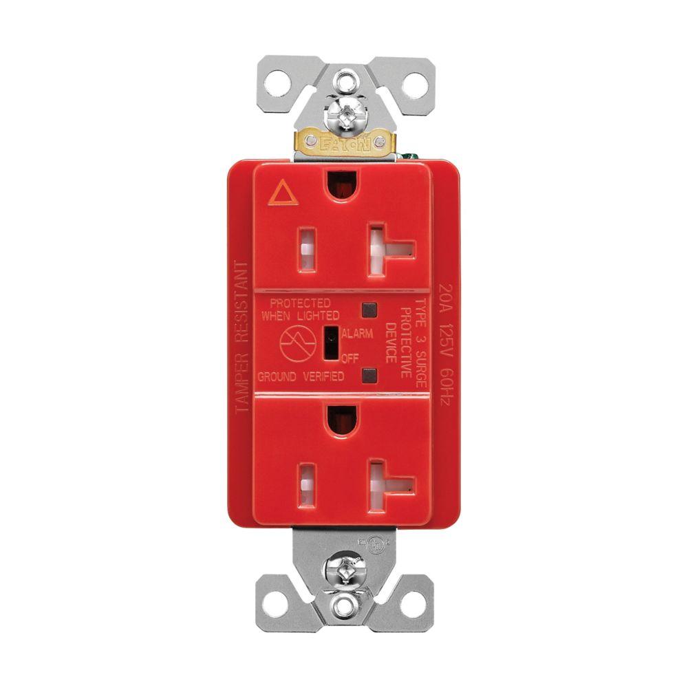 SURGE RECP TR IG 20A 125V LED & ALARM RD