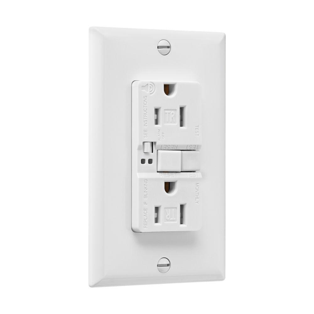 GFCI Audible TR Mid ST Dplx 15A 125V WH