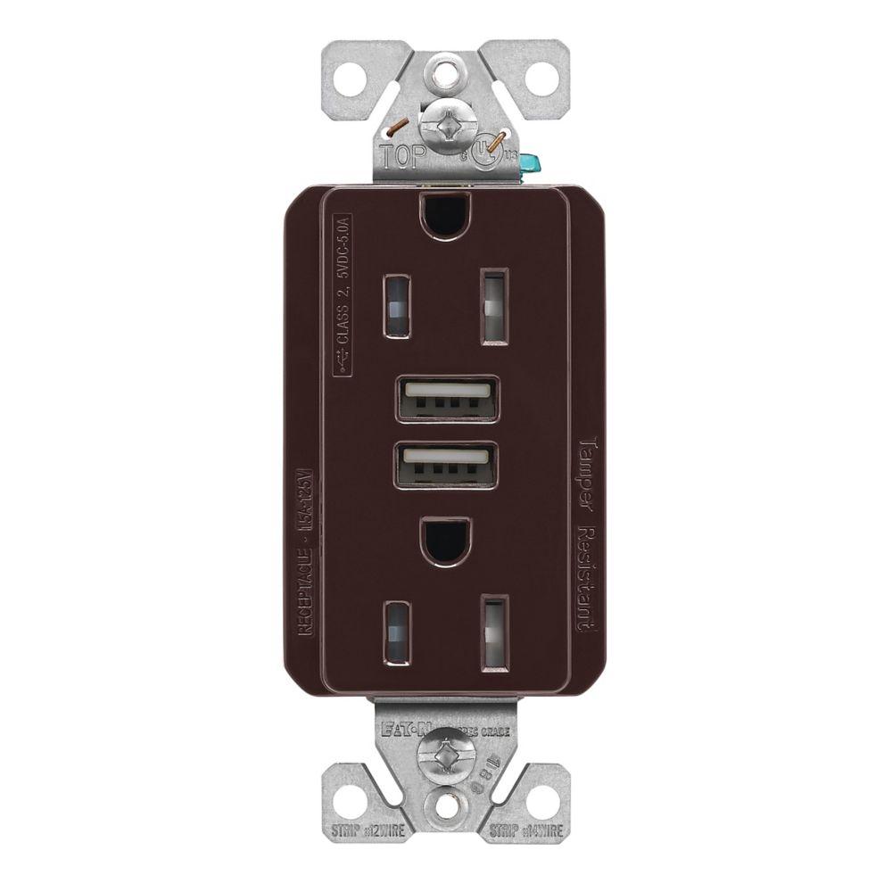 5.0A USB Type A DUPLEX RECP 15A 125V B