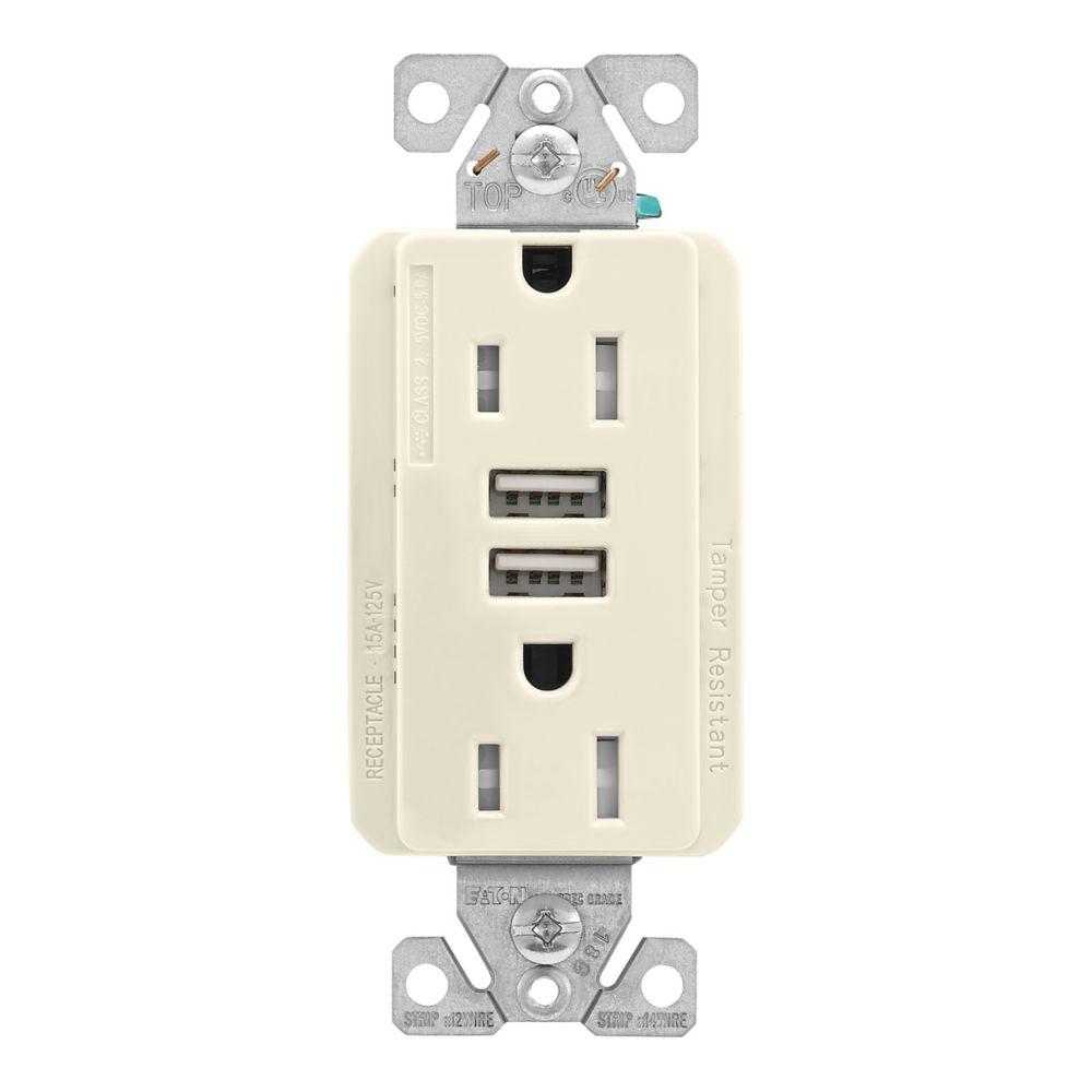 5.0A USB Type A DUPLEX RECP 15A 125V LA
