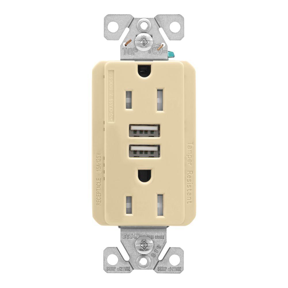 5.0A USB Type A DUPLEX RECP 15A 125V V