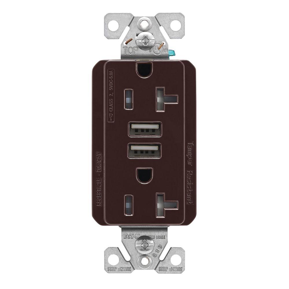 5.0A USB Type A DUPLEX RECP 20A 125V B