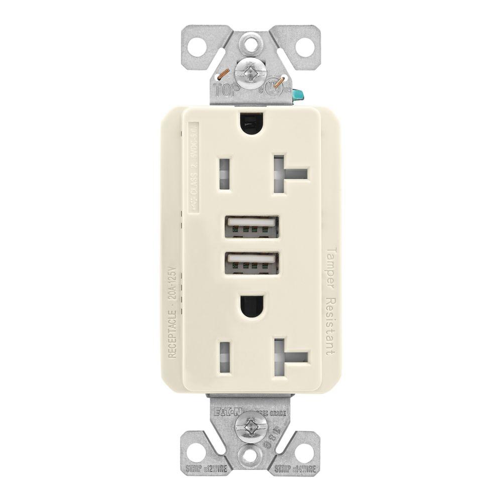 5.0A USB Type A DUPLEX RECP 20A 125V LA