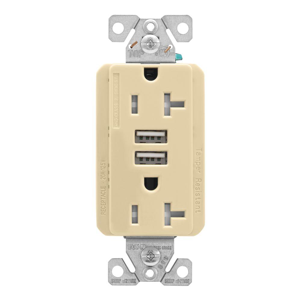5.0A USB Type A DUPLEX RECP 20A 125V V