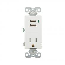 Eaton Wiring Devices TR7740W-K-L - COMBO 2 PORT USB RECEPTACLE 15A 125V WH