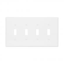Eaton Wiring Devices PJ4W-SP-L - Wallplate 4G Toggle Poly Mid WH