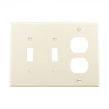 Eaton Wiring Devices PJ28LA-SP-L - Wallplate 3G 2Toggle 1Duplex Poly Mid LA