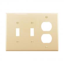 Eaton Wiring Devices PJ28V-SP-L - Wallplate 3G 2Toggle 1Duplex Poly Mid IV