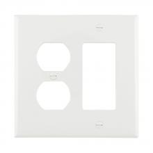 Eaton Wiring Devices PJ826W-SP-L - Wallplate 2G Dup/Deco Combo Poly Mid WH
