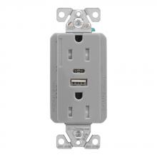 Eaton Wiring Devices TRUSB5A15GY-BOX - 5.0A USB Type A DUPLEX RECP 15A 125V GY