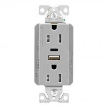 Eaton Wiring Devices TRUSBAC15GY-K-L - 5.0A USB A-C DUPLEX RECP 15A 125V GY