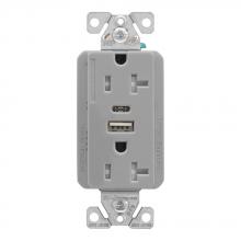 Eaton Wiring Devices TRUSBAC20GY-BOX - 5.0A USB A-C DUPLEX RECP 20A 125V GY