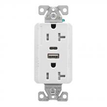 Eaton Wiring Devices TRUSBAC20W-K-L - 5.0A USB A-C DUPLEX RECP 20A 125V W