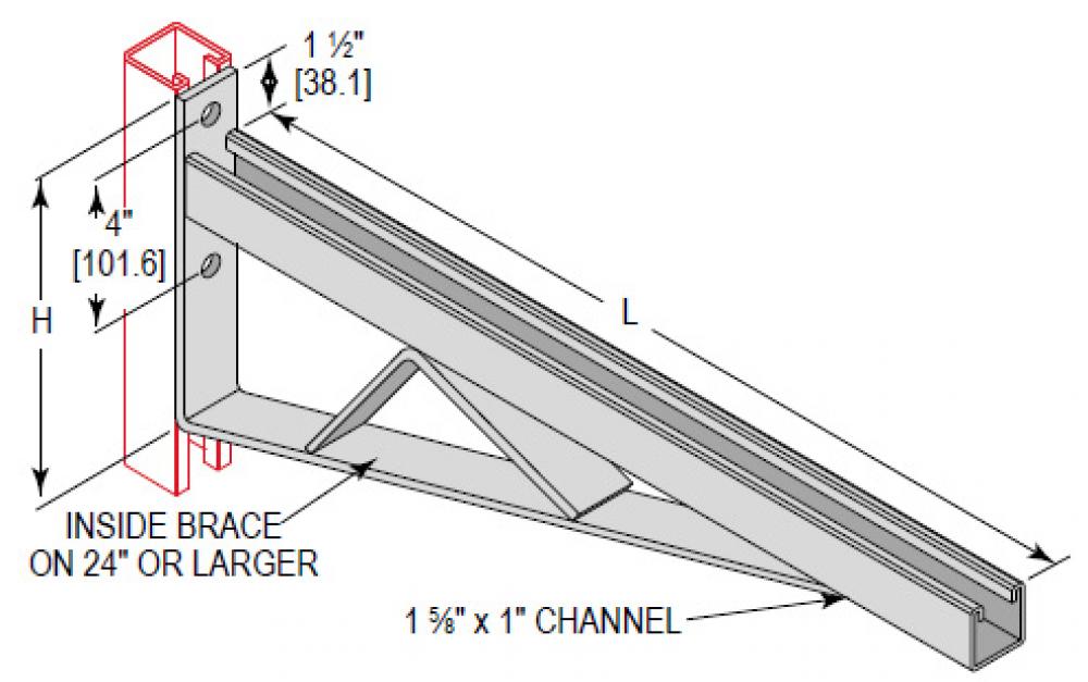 BRKT 1-5/8 CHNL WITH BRACE 24