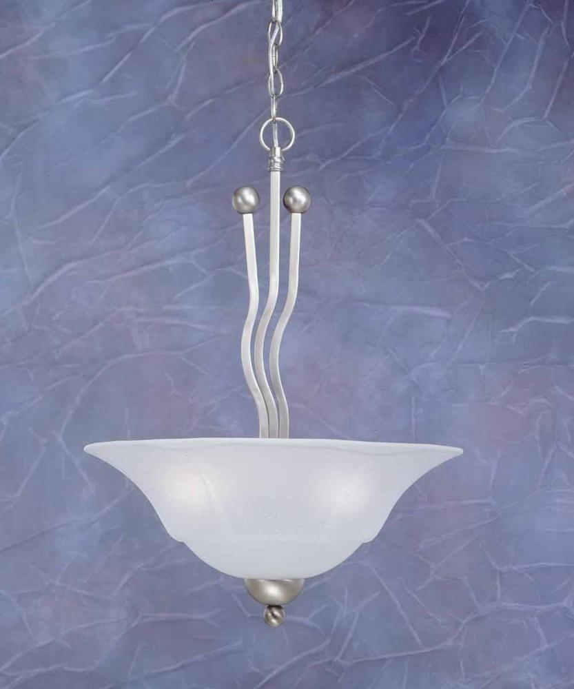 Three Light Brushed Nickel Dew Drop Glass Up Pendant