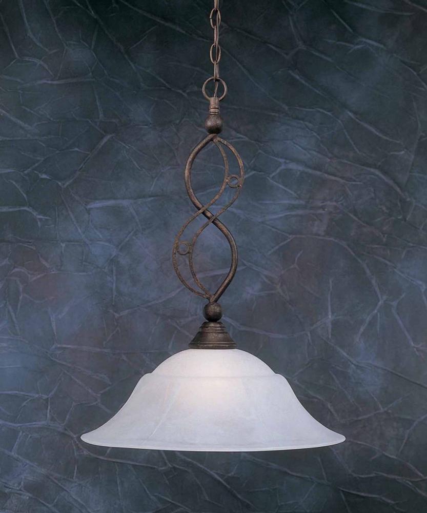 One Light Bronze White Marble Glass Down Pendant